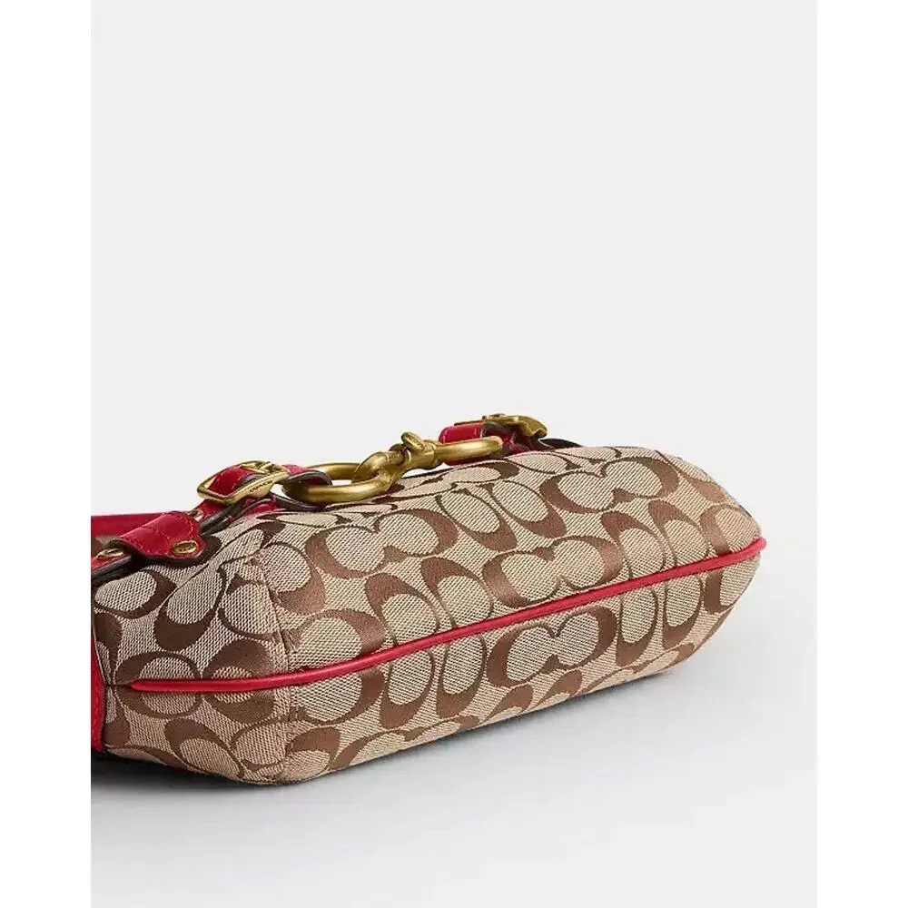 NWT Coach Belted Ergo Shoulder Bag 26 In Signature Jacquard poppy CEV10